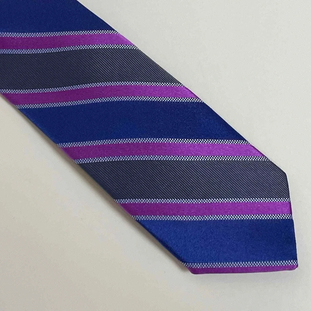 Michael Kors Designer Necktie Narrow‎ Blue Gray Pink Striped